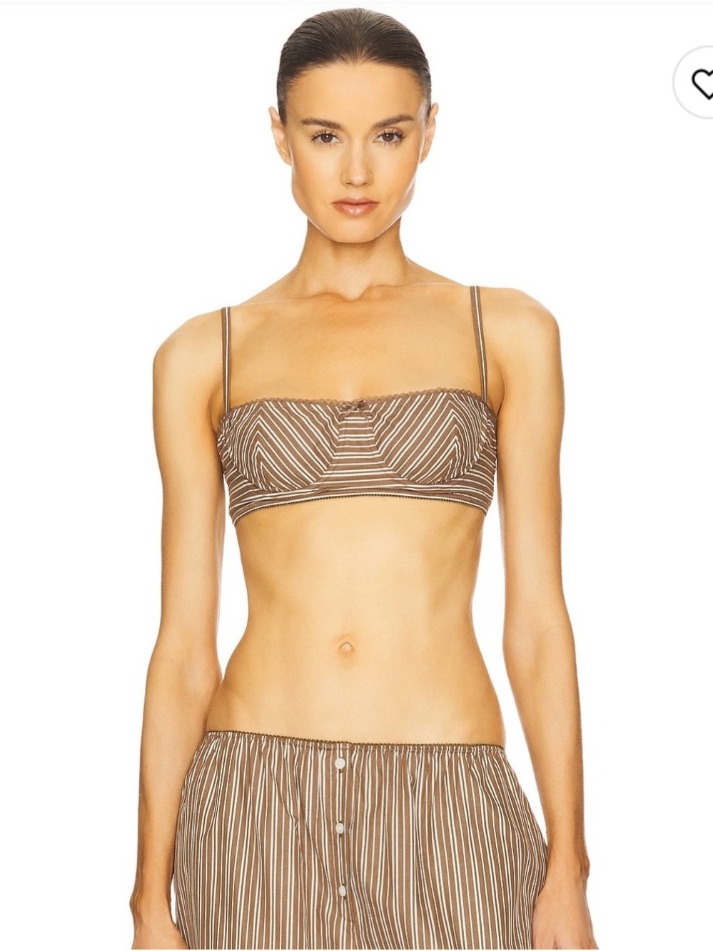 Helsa Pinstripe Poplin Bra in Brown & Cream Stripe